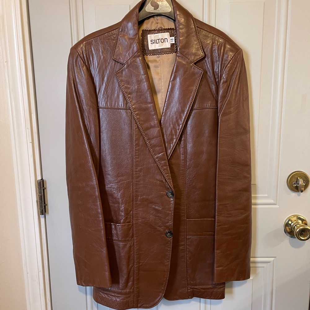 Vintage 80s leather trench coat size medium